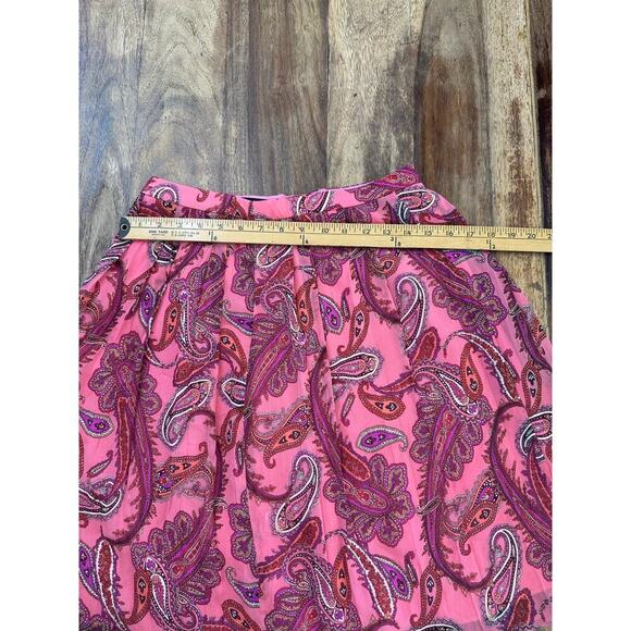 J. Crew Women's Barbie Pink 100% Silk Artsy Career Paisley Skirt Size 2 pleated - Picture 8 of 10